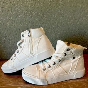 Women's Blowfish Malibu High-Top Sneaker White Washed Canvas Size 9